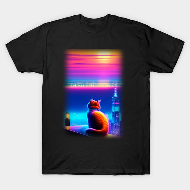 Galaxy Cat Coloful T-Shirt by igzine